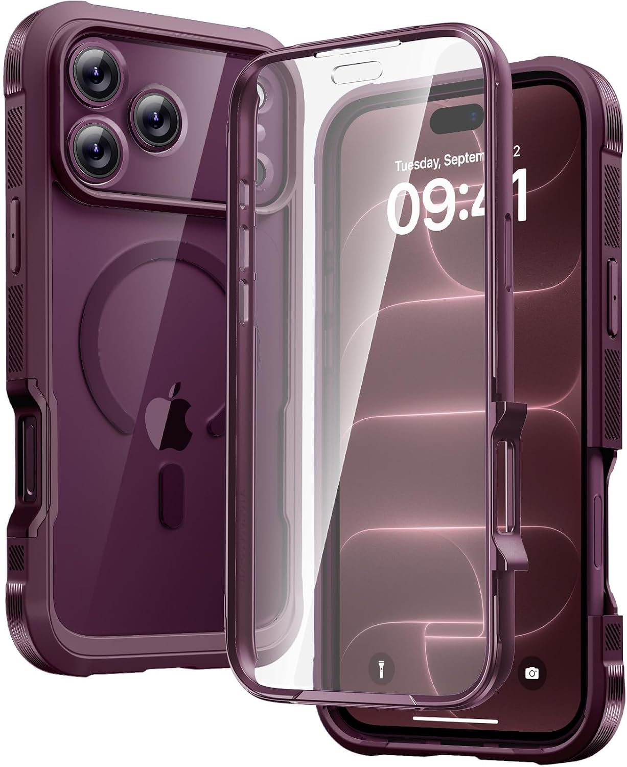 Diaclara Magnetic for iPhone 18 Pro Case with Screen Protector, Burgundy