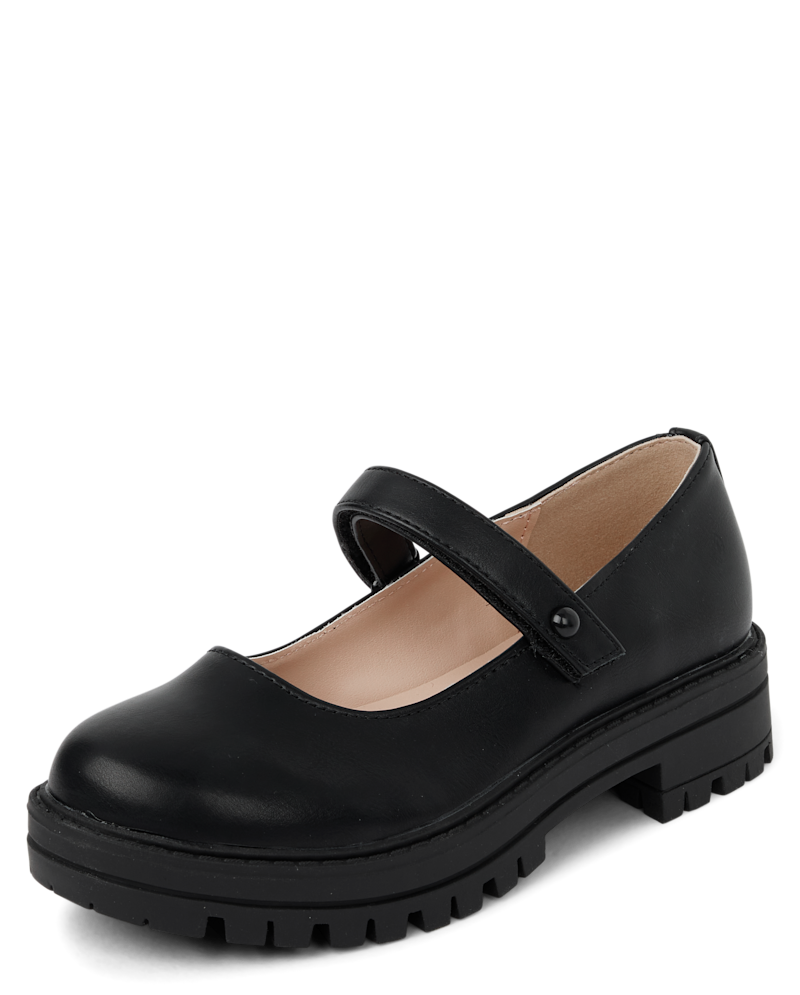 Girls Platform Mary Jane Shoes - black