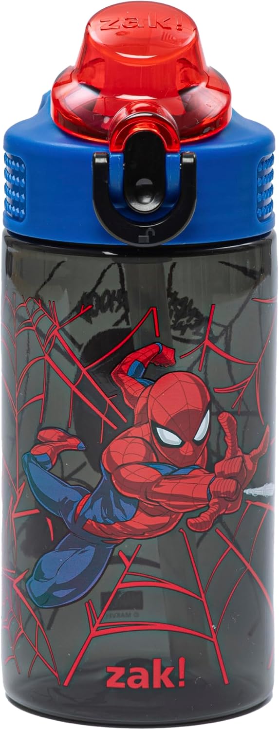 Zak Designs Marvel Spider-Man Sage 16oz Leak-Proof Straw Kids Water Bottle