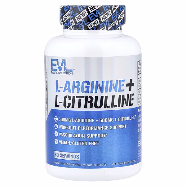 EVLution Nutrition, L-Arginine + L-Citrulline, 120 Veggie Capsules