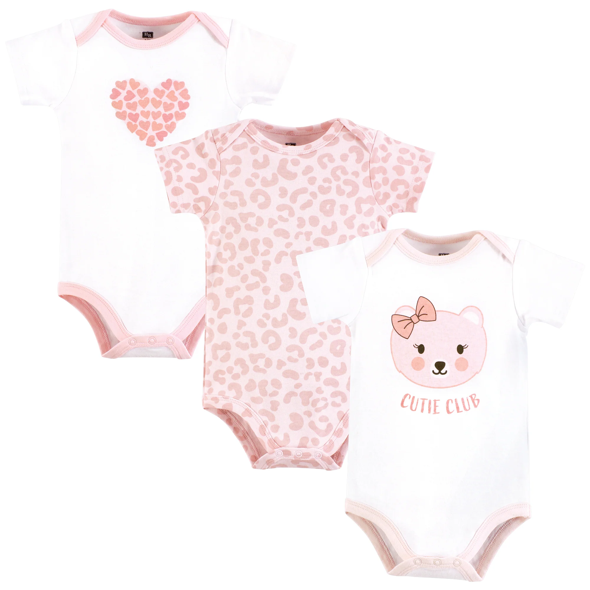 Hudson Baby Cotton Bodysuits 3-Pack, Cutie Bear