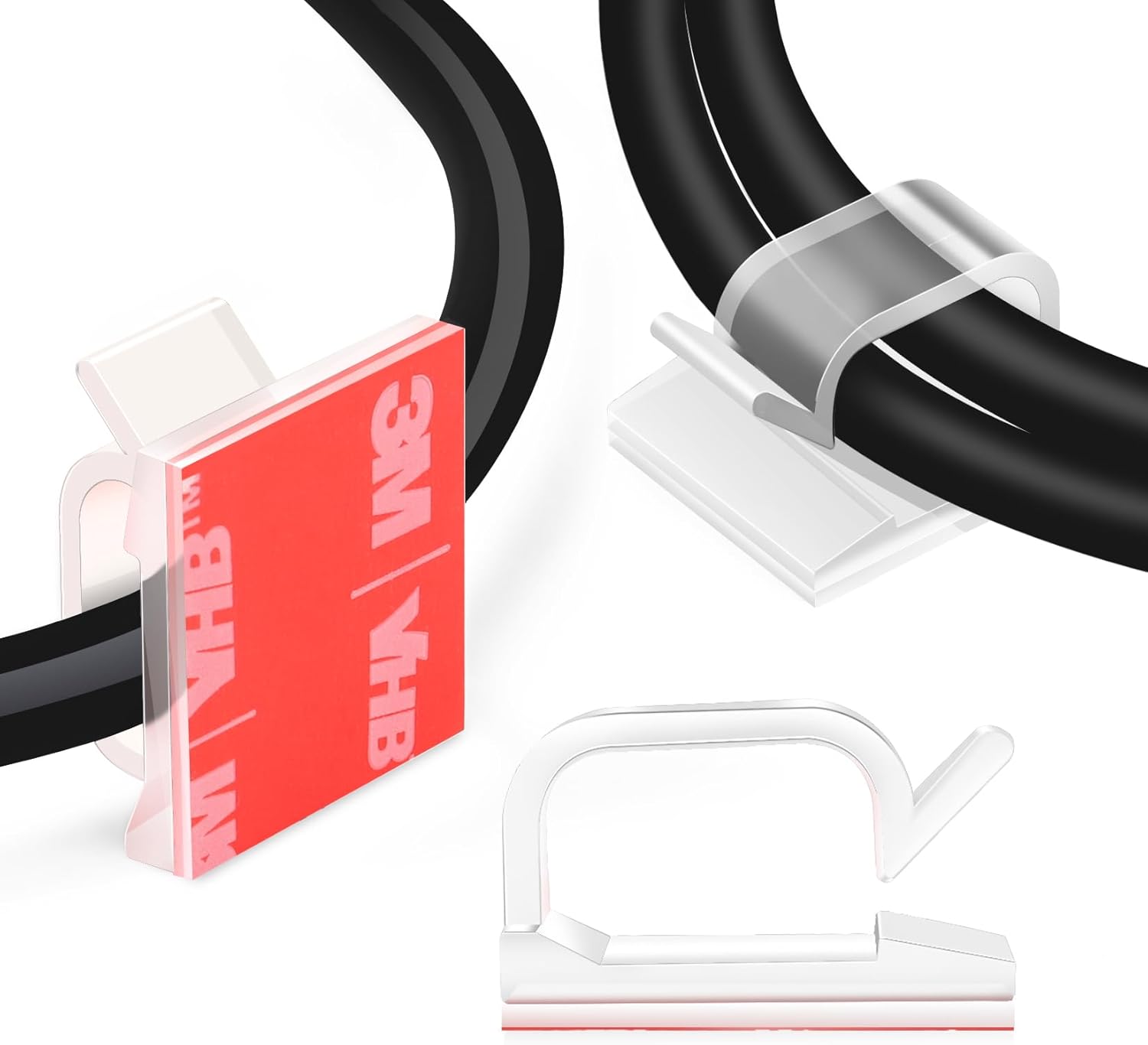 XHF 60PCS 5/8” Clear Adhesive Cable Wire Wall Light Clips, Cord Holder