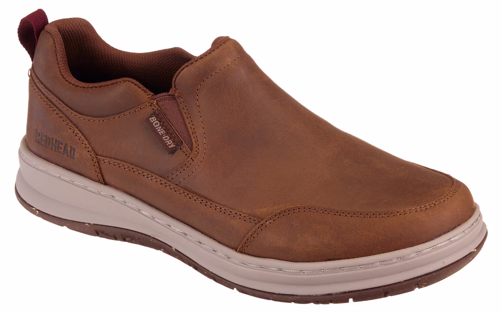 RedHead Series 56 Leather Moc Toe Slip-On Shoes for Men - Brown - 8M