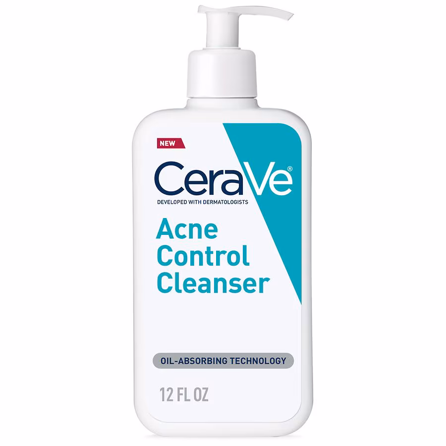 CeraVe Acne Control Face Cleanser with 2% Salicylic Acid & Purifying Clay for Oily Skin Fragrance Free, 12.0 oz