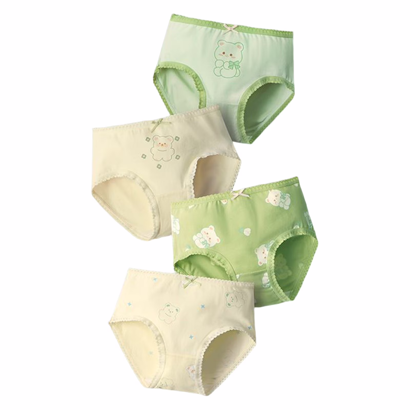 Gubotare Girls Underwear Brief Girls'Stretch Seamless Bikini Briefs Toddler Undies 4 Pack Size 3T 4T (Green,3-4 Years)