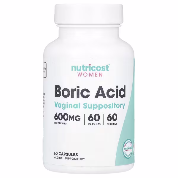 Nutricost, Women, Boric Acid, Vaginal Suppository, 600 mg , 60 Capsules