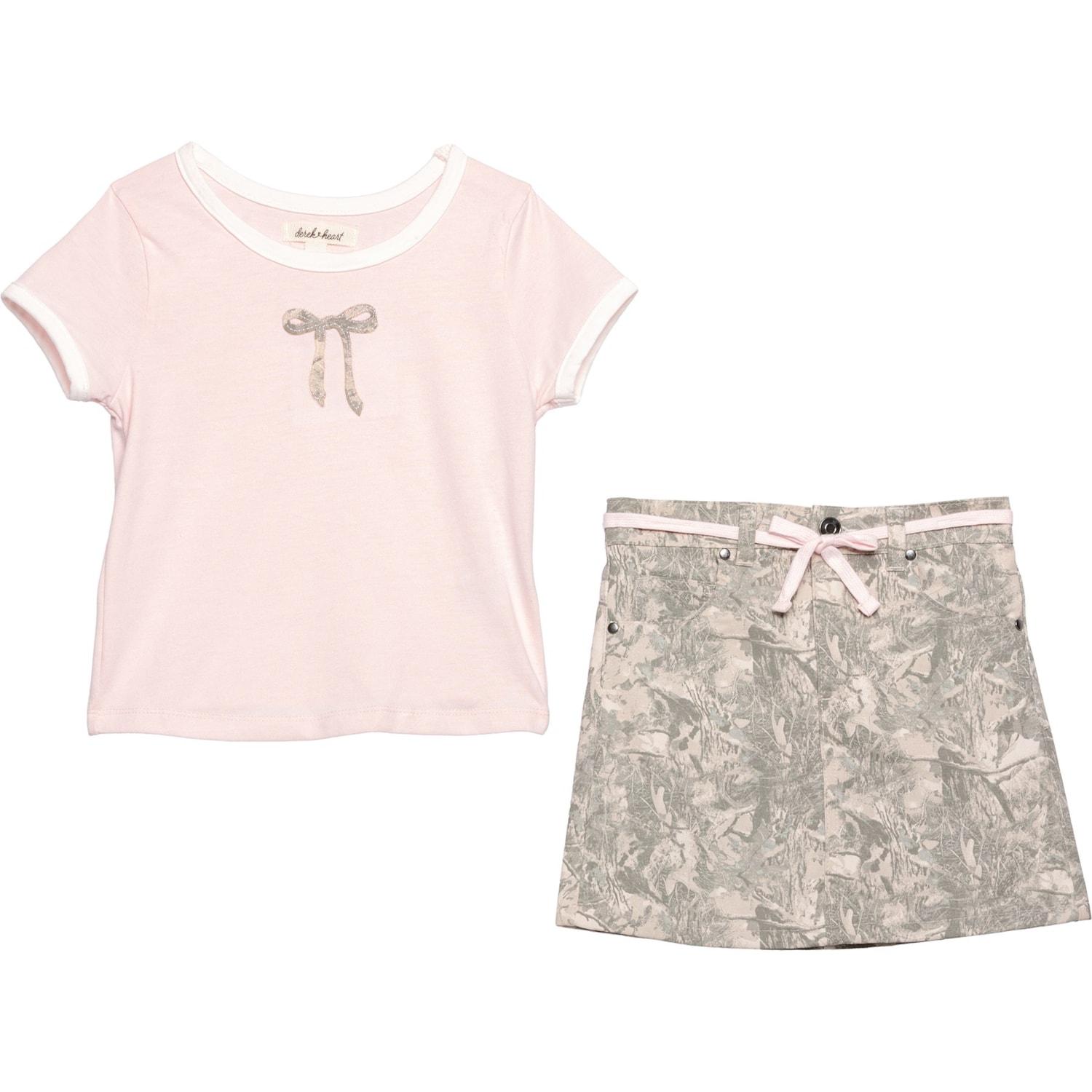 DEREK HEART Big Girls T-Shirt and Camo Skirt Set - Short Sleeve