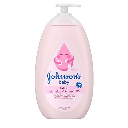 Johnson's Baby Lotion with Coconut Oil, 27.1 fl. oz | 72-HR Hydration, Hypoallergenic, Safe for Newborns, Helps Protect from Dryness, with Aloe Vera & Vitamin B5, No Added Dyes