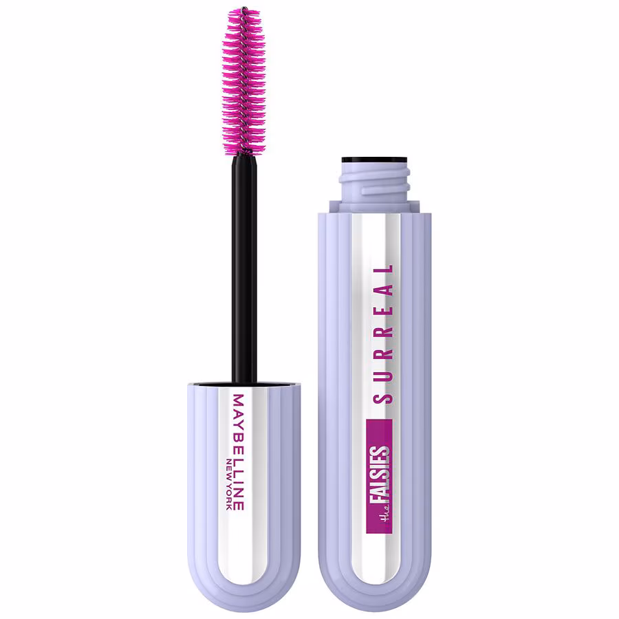 Maybelline Falsies Surreal Extensions Washable Mascara, Volumizing, Lengthening, Buildable, Blackest Black, 0.33 fl oz