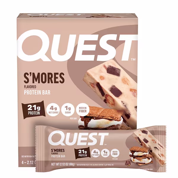 Quest Nutrition, Protein Bar, S'Mores, 4 Bars, 2.12 oz (60 g) Each