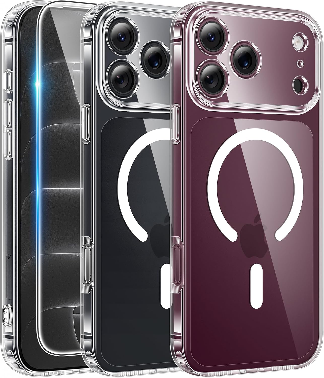FNTCASE for iPhone 18 Pro Case/17 Pro Case Clear with Screen Protector