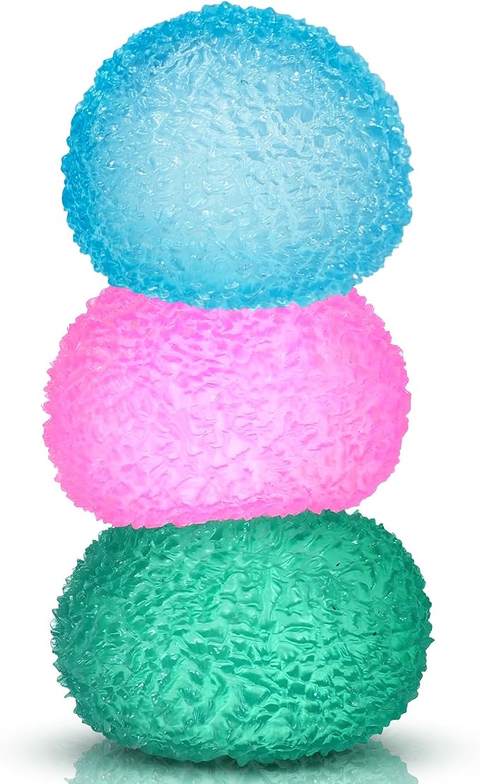 3pc Stress Balls for Adults, Squishy Ball Sensory Textured Memory Gel Fidget Toys for Kids/Adults Hand Exercises, Valentines Day Party Favors Anxiety Relief Squeeze Ball(1.80“ )