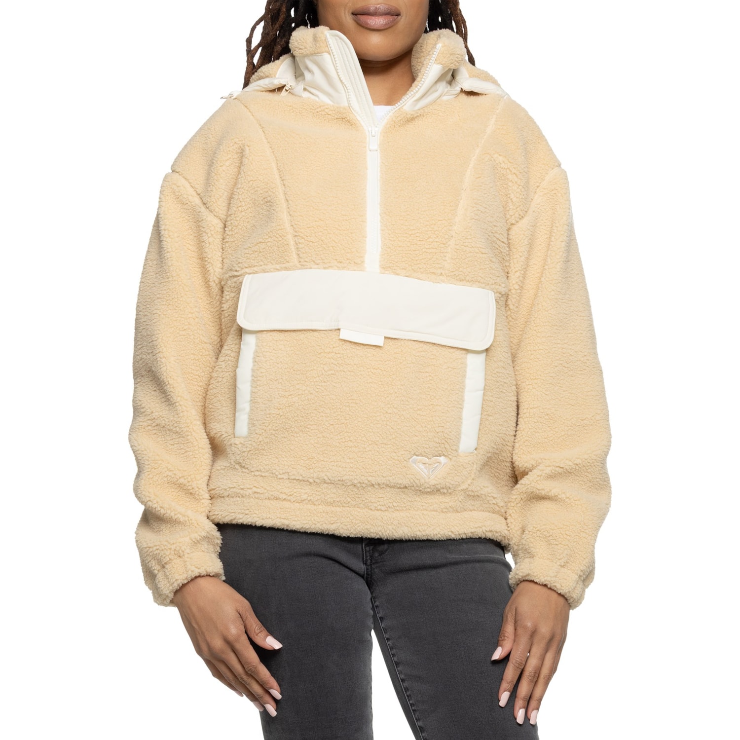 Roxy Rita Sherpa Fleece Anorak Jacket - Zip Neck