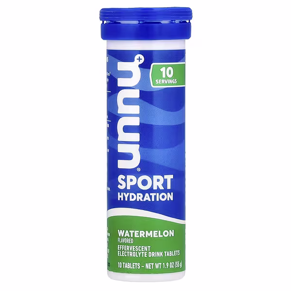 Nuun, Sport Hydration, Effervescent Electrolyte Drink, Watermelon, 10 Tablets