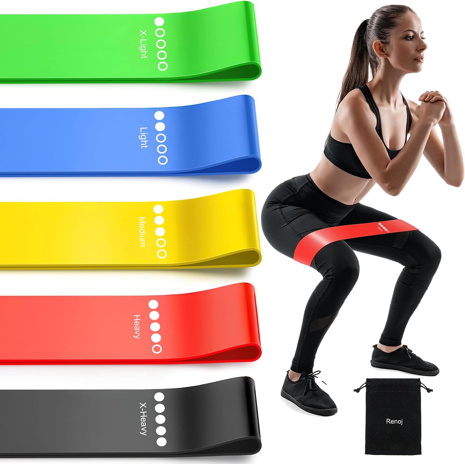Resistance Bands Exercise Bands Set, 5-Levels for Home Gym, Yoga & Pilates