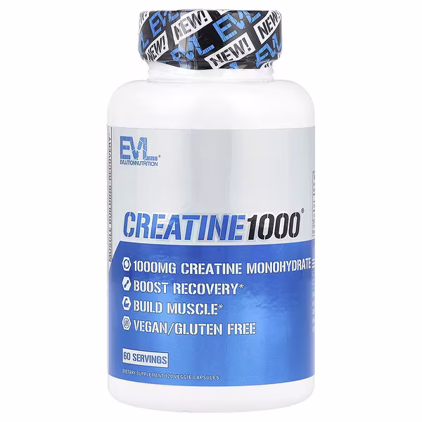 EVLution Nutrition, Creatine1000®, 120 Veggie Capsules (500 mg per Capsule)