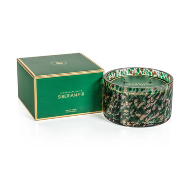 Green & Gold Spangled Glass Siberian Fir Scented Candles