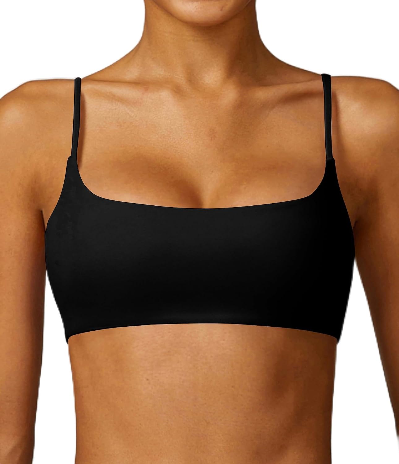 Comper Women's Sports Bra with Thin Straps Stretchy Wirefree Workout Bras Lightweight Workouts Bralette with Removable Pads