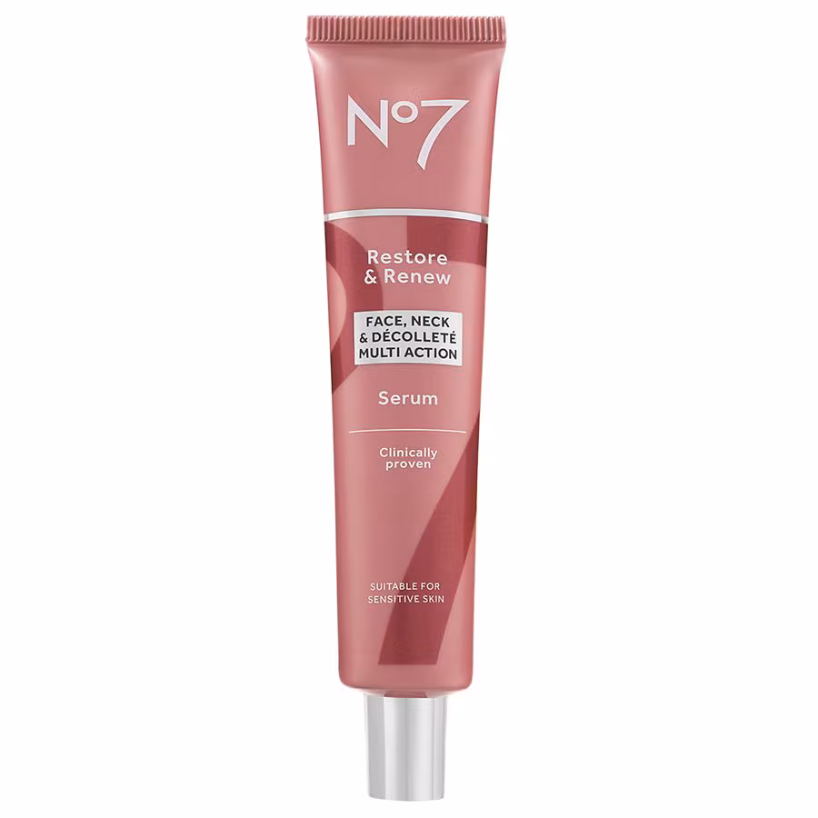 No7 Restore & Renew Face & Neck Multi Action Serum, 2.5 fl oz